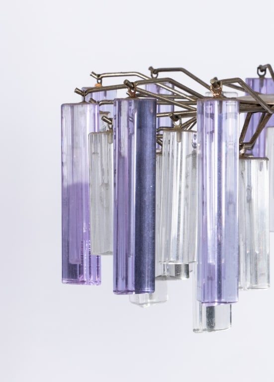 MID-CENTURY PURPLE & CLEAR GLASS CHANDELIER - 3