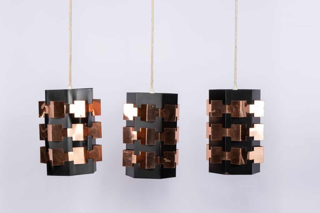 MCM HOLM SORENSEN BLACK & COPPER PENDANT LIGHTS - 2