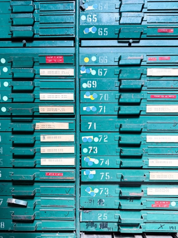 LARGE INDUSTRIAL METAL PARTS CABINET - 6