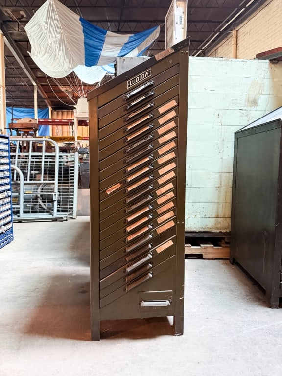 VINTAGE LUDLOW LETTERPRESS TYPESET CABINET - 2
