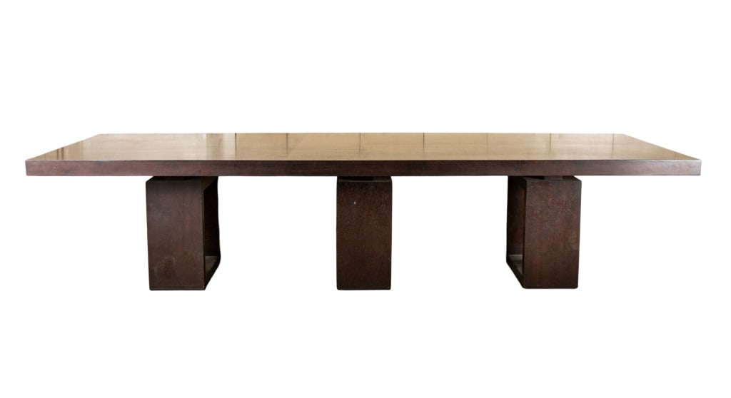 ADRIANA HOYOS MODERN CONFERENCE TABLE: Adriana Hoyos modern conference table. Approximate dimensions: h. 30.25", w. 132", d. 15.25" Disclaimer: Participating bidders must have a credit card on file with LiveAuctioneers in order for their b
