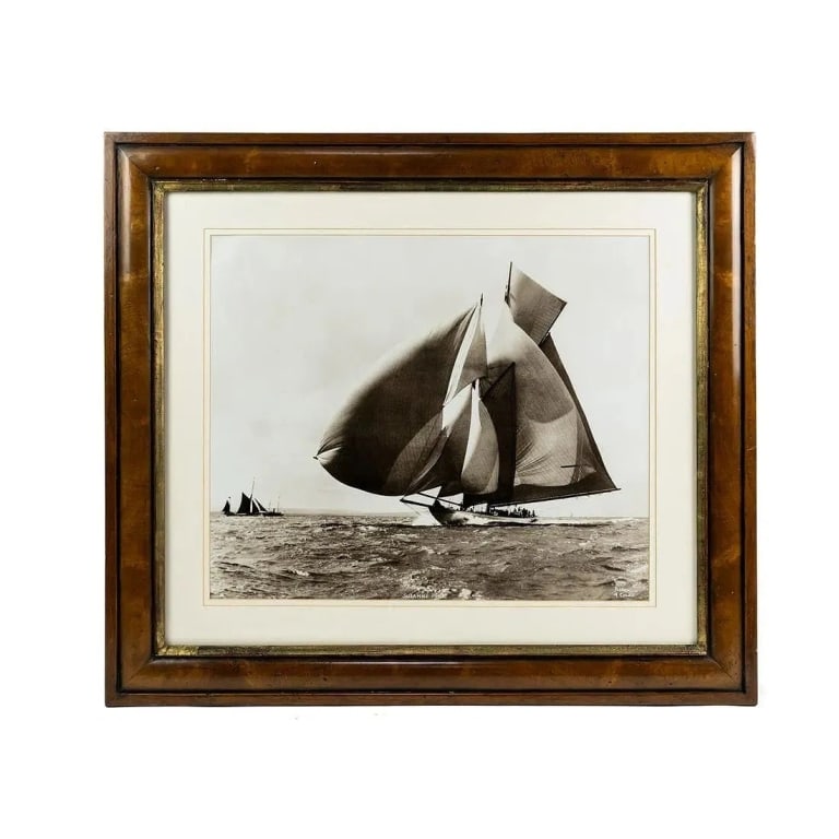 BEKEN OF COWES 'SUZANNE' 1911 NAUTICAL PHOTOGRAPH: Beken of Cowes original limited series black and white photograph titled "Suzanne - 1911" depicting a sailing vessel. Numbered, titled, and signed at lower section. Housed in Trowbridge of London hand