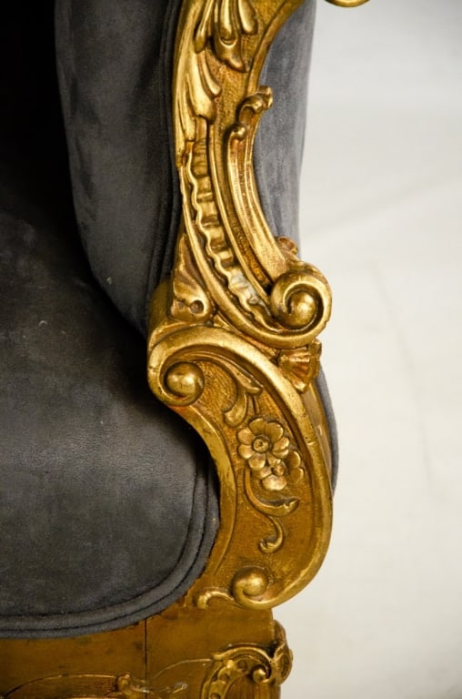 ANTIQUE FRENCH ROCOCO STYLE GREY TUFTED SETTEE - 10