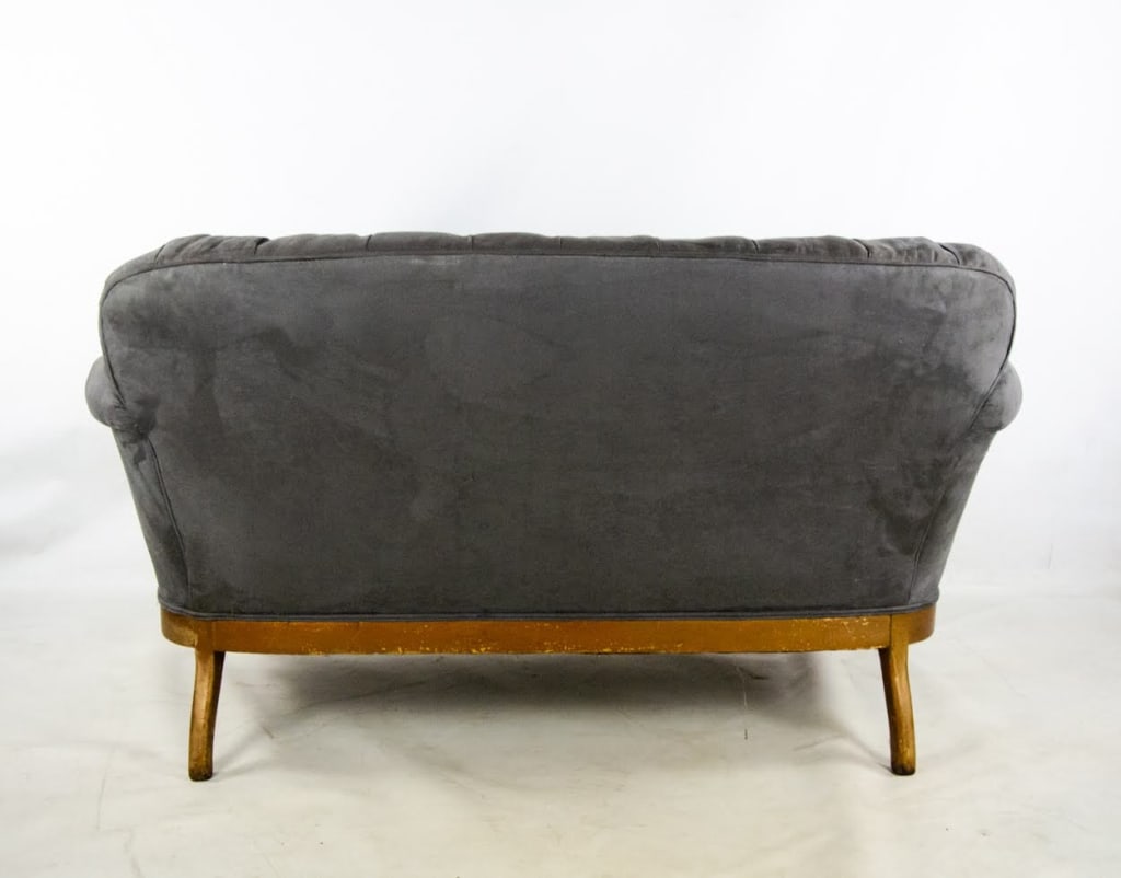 ANTIQUE FRENCH ROCOCO STYLE GREY TUFTED SETTEE - 13
