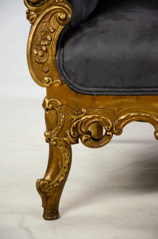 ANTIQUE FRENCH ROCOCO STYLE GREY TUFTED SETTEE - 3