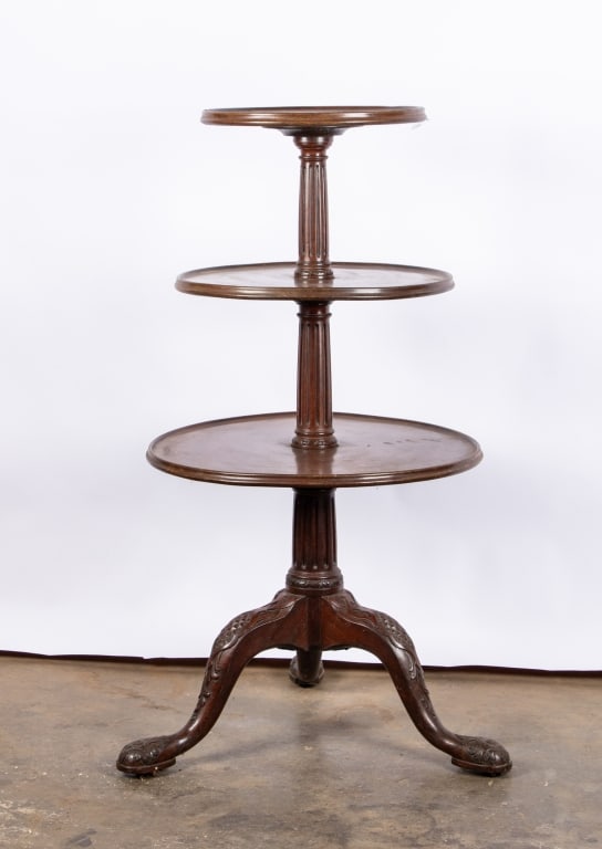ENGLISH 3 TIER WALNUT DUMBWAITER - 2