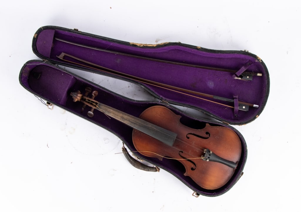 THREE VINTAGE VIOLINS WITH CASES - 3
