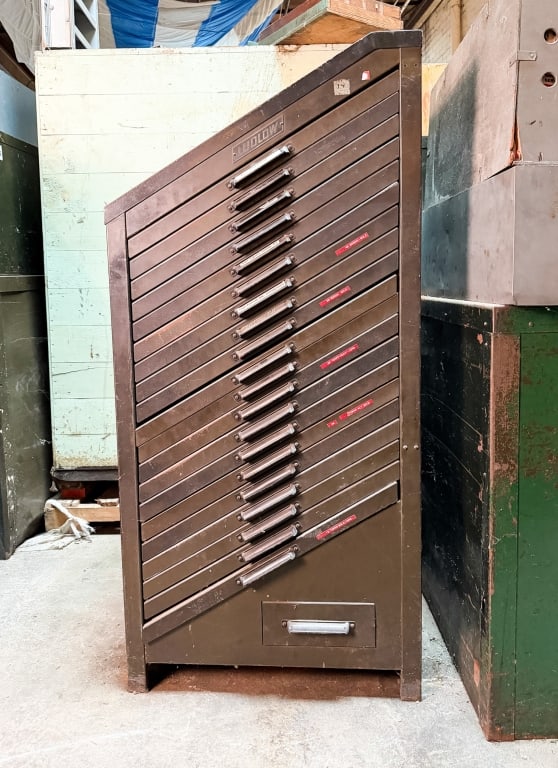 VINTAGE LUDLOW LETTERPRESS TYPESET CABINET - 2
