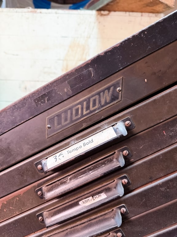 VINTAGE LUDLOW LETTERPRESS TYPESET CABINET - 6