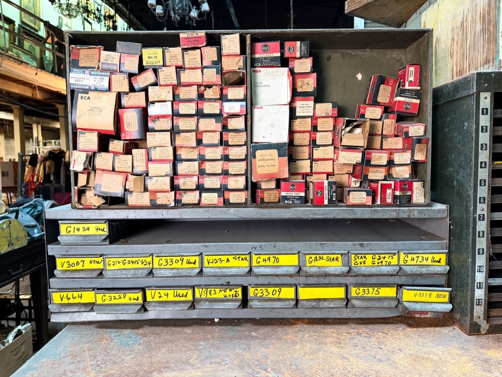 TWO VINTAGE INDUSTRIAL TABLE TOP CABINETS: Two vintage industrial table top cabinets. Approximate dimensions: h. 10", w. 34.25", d. 11"; h. 14.75", w. 30.75", d. 4.75" Disclaimer: Participating bidders must have a credit card on file with
