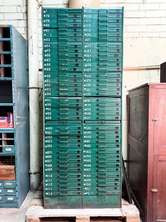 LARGE INDUSTRIAL METAL PARTS CABINET - 2