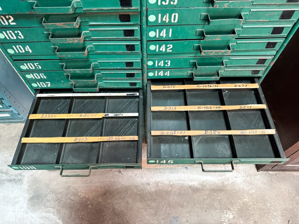LARGE INDUSTRIAL METAL PARTS CABINET - 5