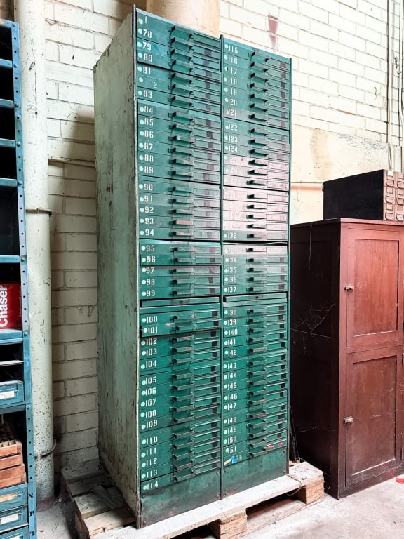 LARGE INDUSTRIAL METAL PARTS CABINET - 6