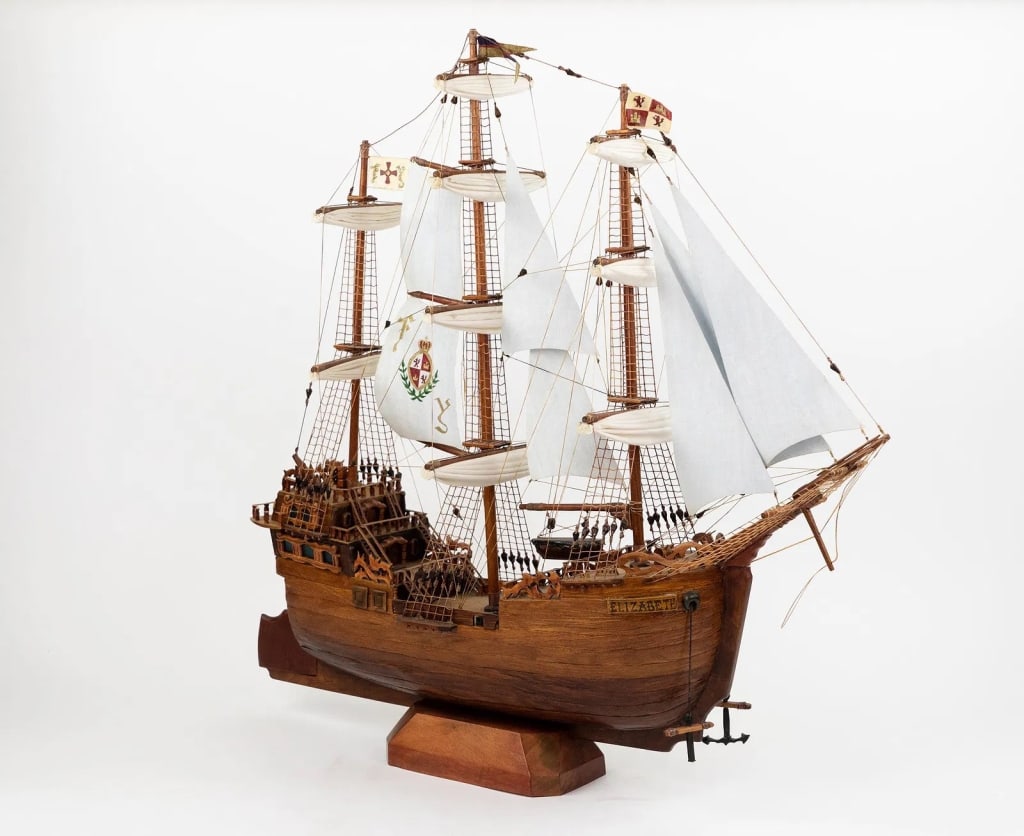 'ELIZABETH' WOOD MODEL SAILING SHIP - 4