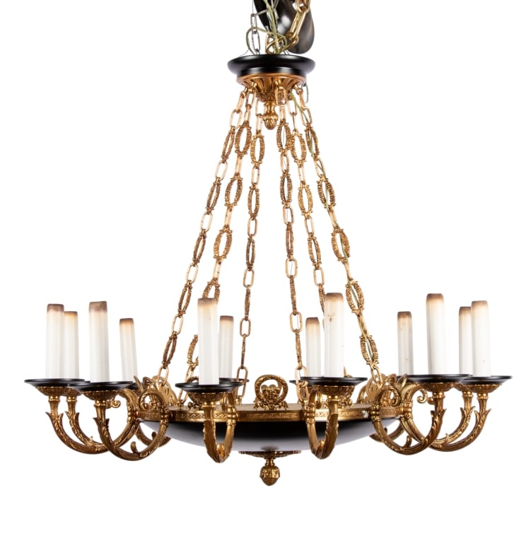 PAIR OF MODERN FRENCH EMPIRE STYLE CHANDELIERS (1 of 9)