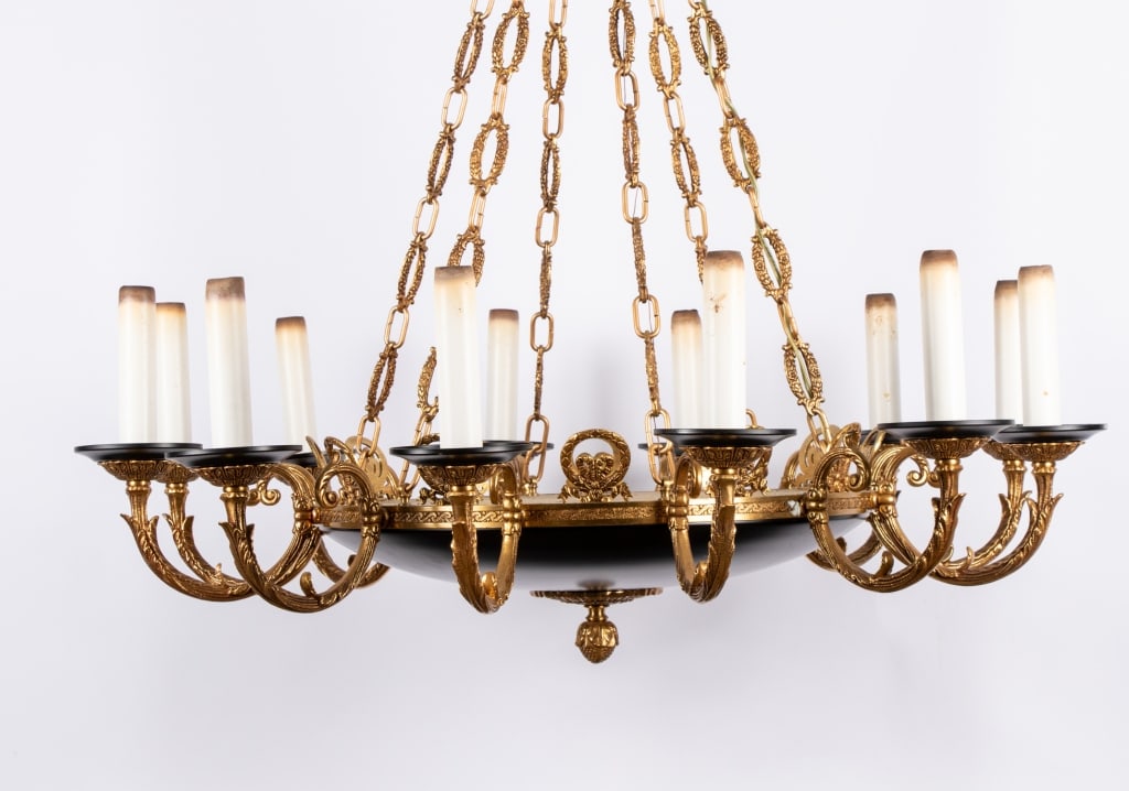 PAIR OF MODERN FRENCH EMPIRE STYLE CHANDELIERS - 2