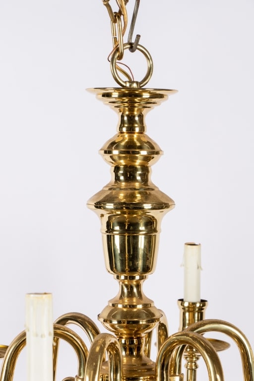 PAIR OF DUTCH COLONIAL STYLE BRASS CHANDELIERS - 3