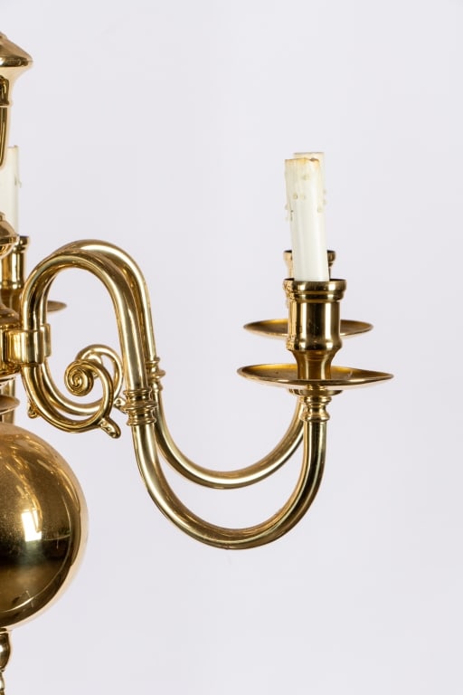 PAIR OF DUTCH COLONIAL STYLE BRASS CHANDELIERS - 4