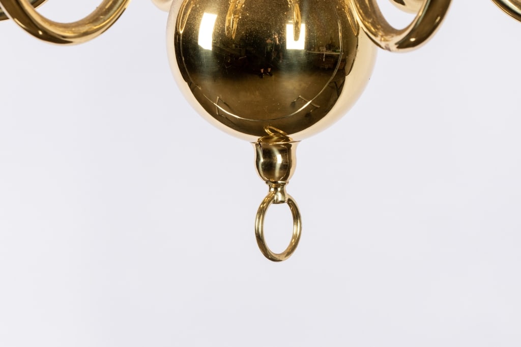 PAIR OF DUTCH COLONIAL STYLE BRASS CHANDELIERS - 6