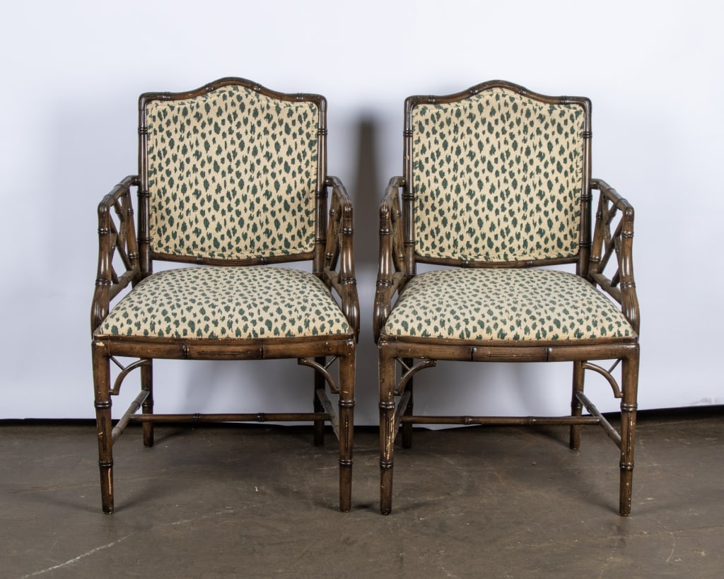 PAIR OF SMITH & WATSON FAUX BAMBOO ARMCHAIRS - 2
