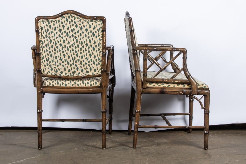 PAIR OF SMITH & WATSON FAUX BAMBOO ARMCHAIRS - 5