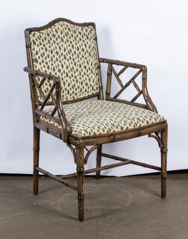 PAIR OF SMITH & WATSON FAUX BAMBOO ARMCHAIRS - 7