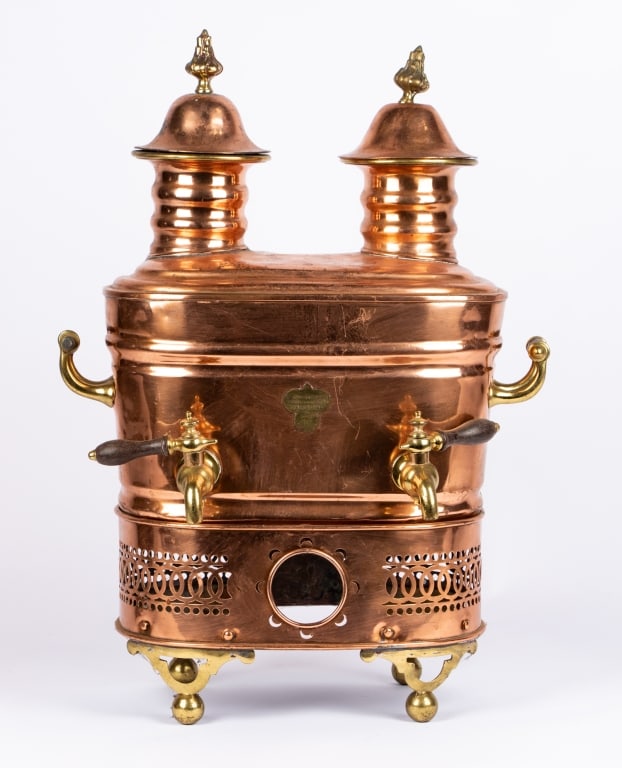 ANTIQUE W. CURTIS & SONS COPPER SAMOVAR - 2