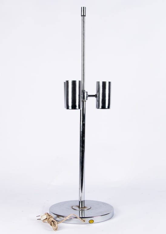 POSSIBLY LIGHTOLIER MCM CHROME TABLE LAMP - 5