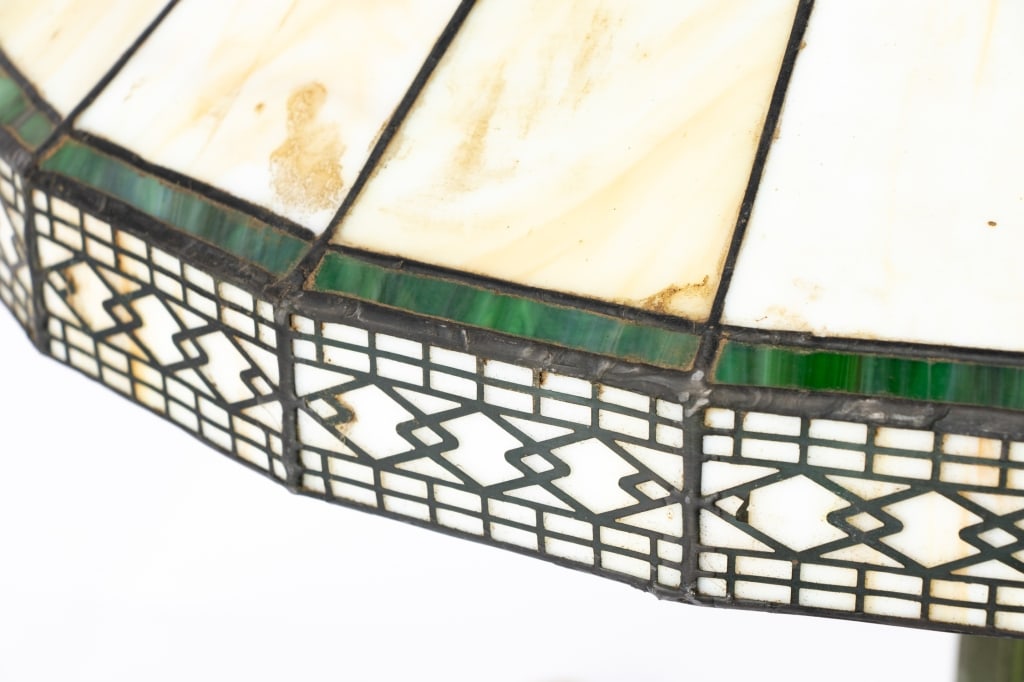 TWO TIFFANY STYLE METAL BASE TABLE LAMPS - 10