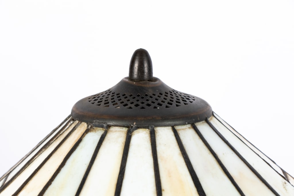 TWO TIFFANY STYLE METAL BASE TABLE LAMPS - 6