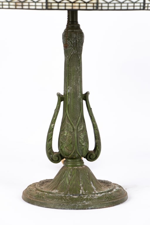 TWO TIFFANY STYLE METAL BASE TABLE LAMPS - 9