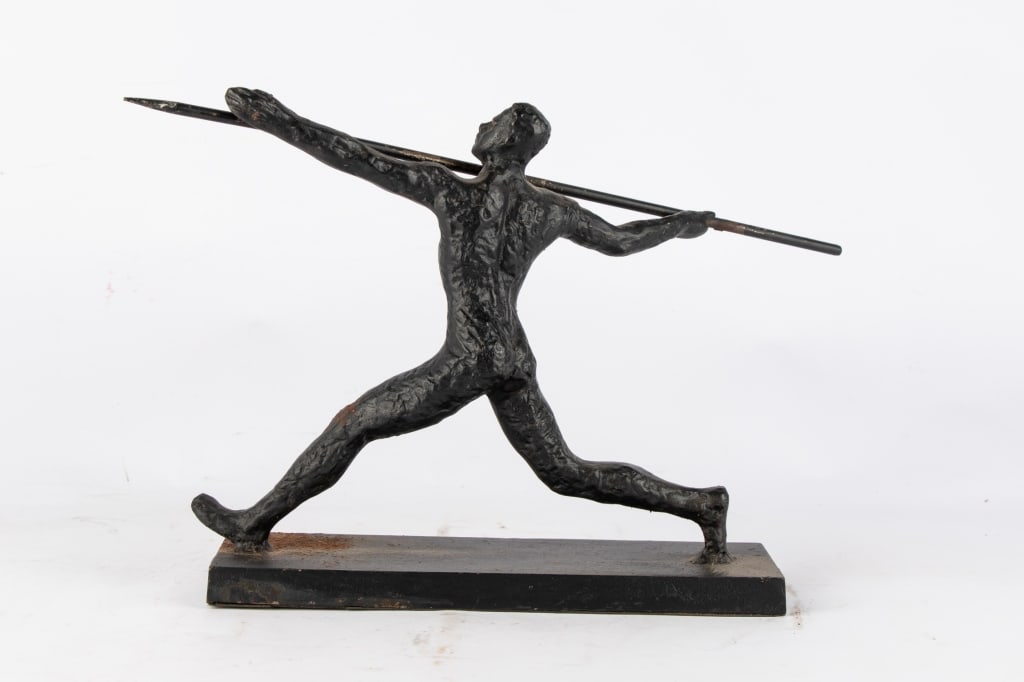 IRON SPEAR THROWER FIGURAL SCULPTURE - 4