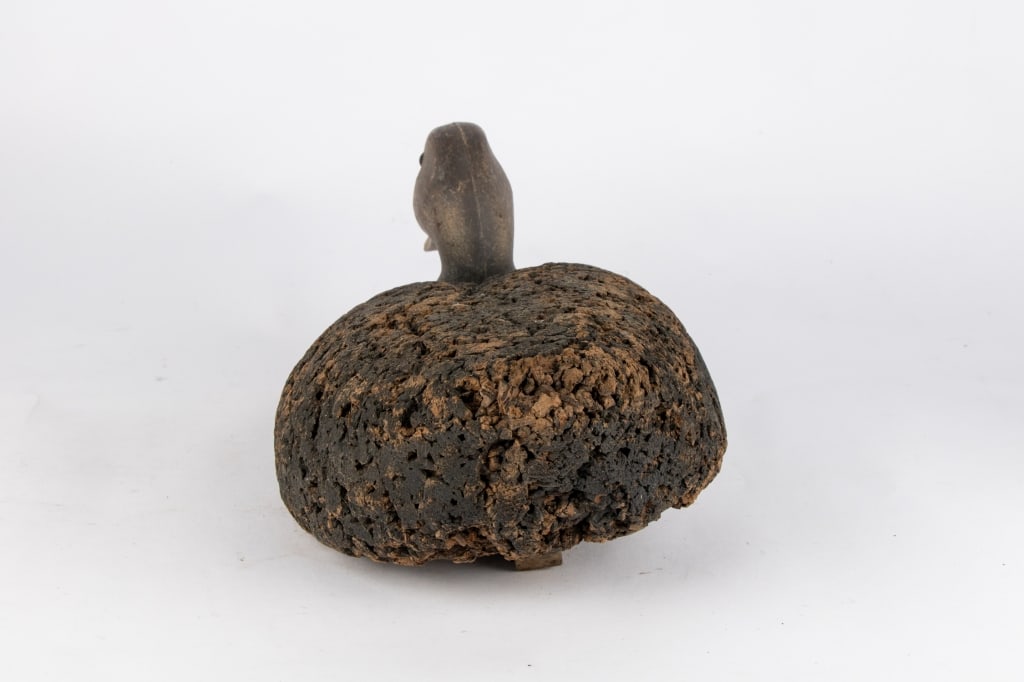 ANTIQUE CARVED CORK DUCK DECOY - 3