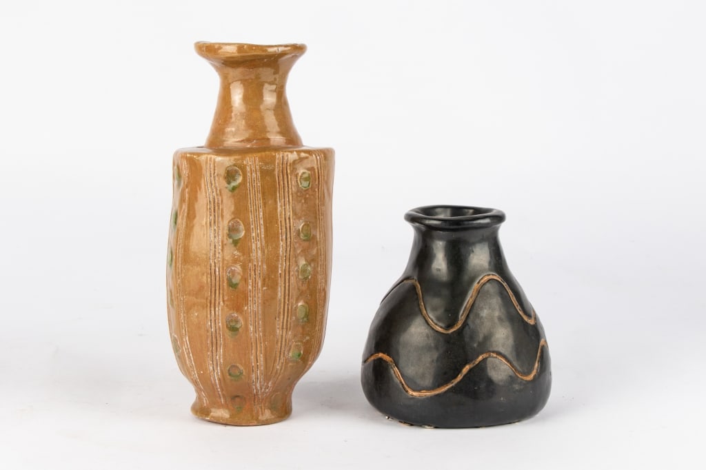 TWO MID-CENTURY CERAMIC ART POTTERY VASES - 2