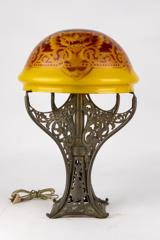EMILE GALLE STYLE BRONZE HAND-PAINTED TABLE LAMP - 2