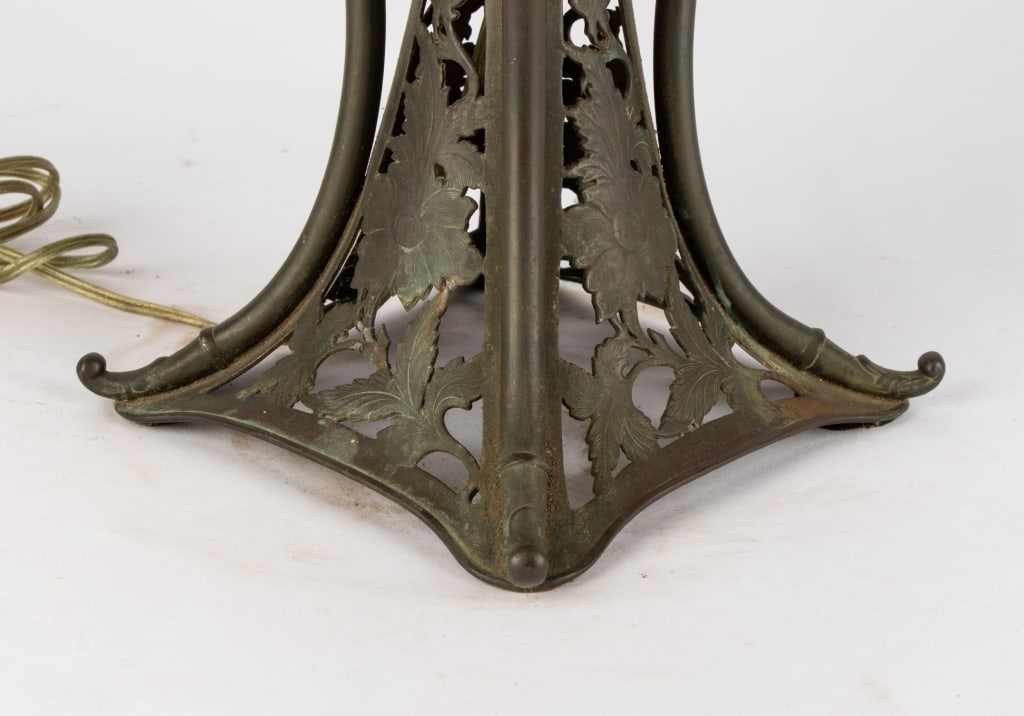 EMILE GALLE STYLE BRONZE HAND-PAINTED TABLE LAMP - 6