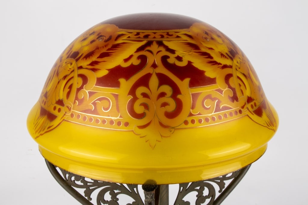 EMILE GALLE STYLE BRONZE HAND-PAINTED TABLE LAMP - 7