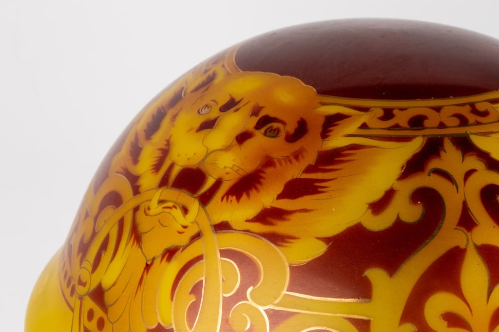 EMILE GALLE STYLE BRONZE HAND-PAINTED TABLE LAMP - 8