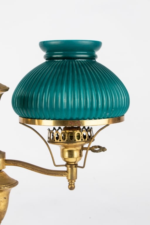 DOUBLE OIL CONVERTED LIBRARY TABLE LAMP - 2