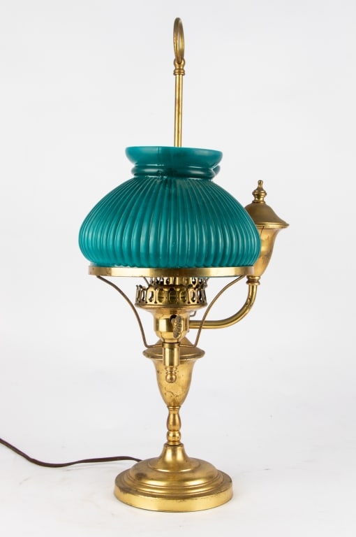 DOUBLE OIL CONVERTED LIBRARY TABLE LAMP - 4