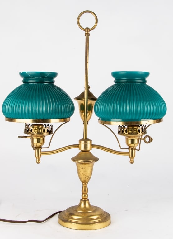 DOUBLE OIL CONVERTED LIBRARY TABLE LAMP - 5