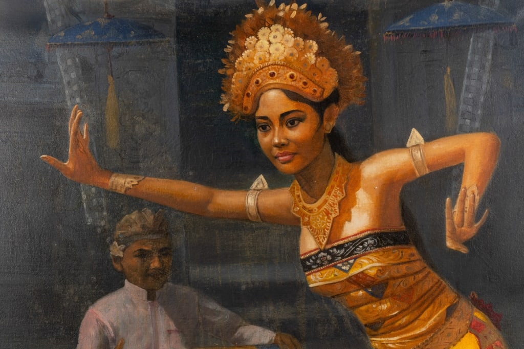 INDONESIAN BALINESE LEGONG DANCER PAINTING - 4