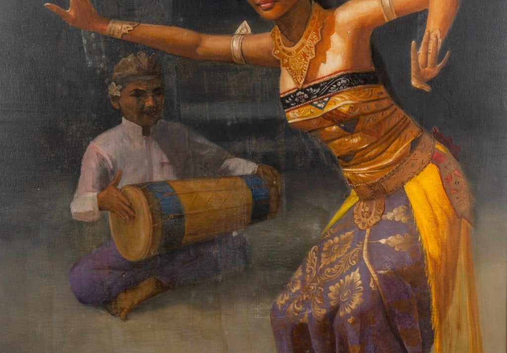 INDONESIAN BALINESE LEGONG DANCER PAINTING - 5