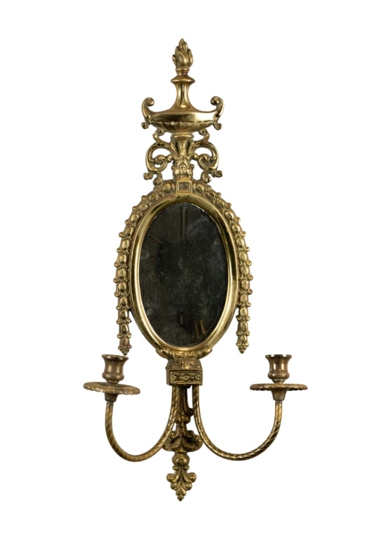 VINTAGE BRASS WALL SCONCE WITH MIRROR (1 of 5)