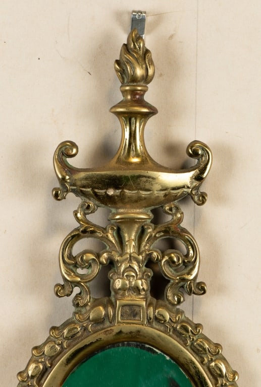 VINTAGE BRASS WALL SCONCE WITH MIRROR - 2