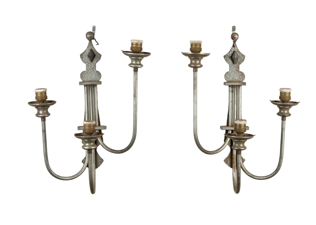 PAIR OF EARLY 19TH C. ITALIAN NICKEL SCONCES (1 of 7)