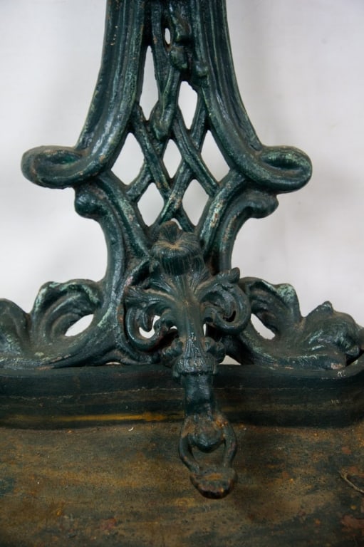 19TH C VICTORIAN ORNATE CAST IRON HALL TREE - 12