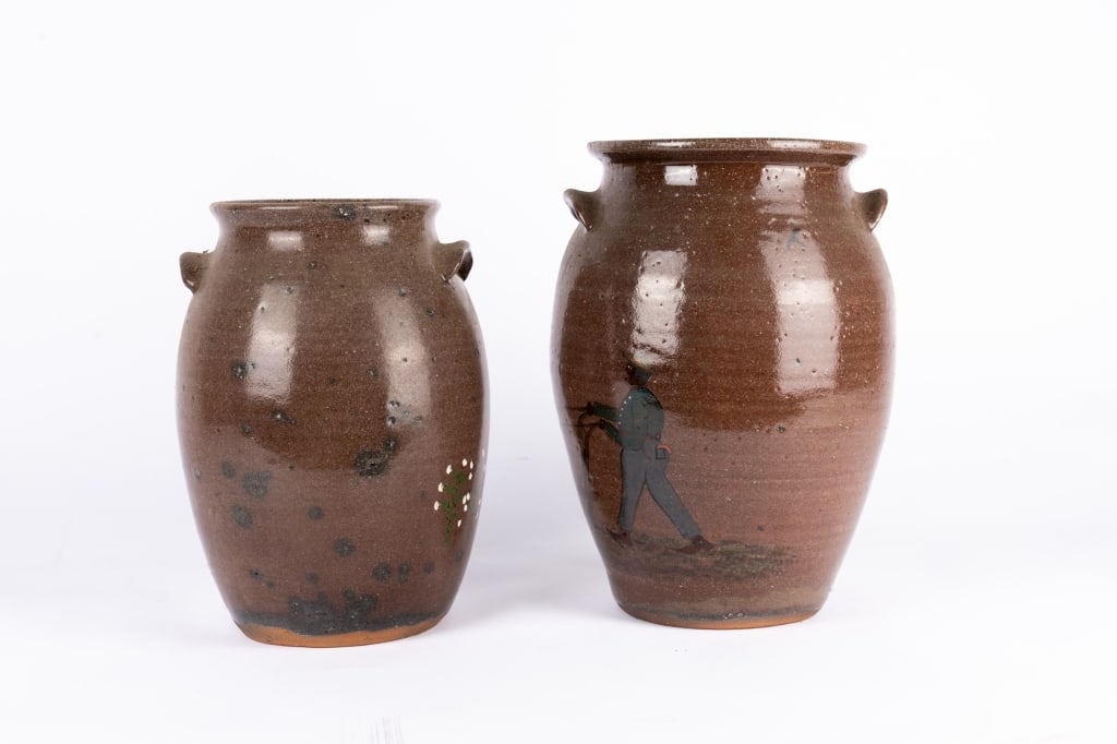 TWO BILL HENSON POTTERY JUGS - 3