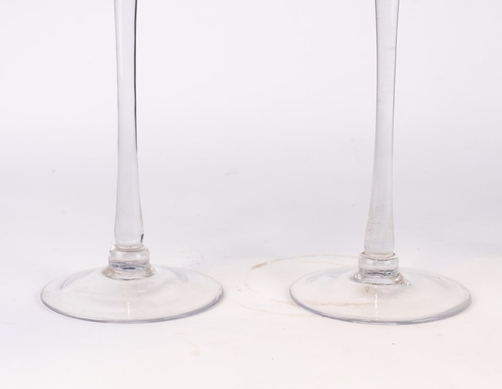 LARGE LONG STEM HAND BLOWN GLASS CANDLE HOLDERS - 3