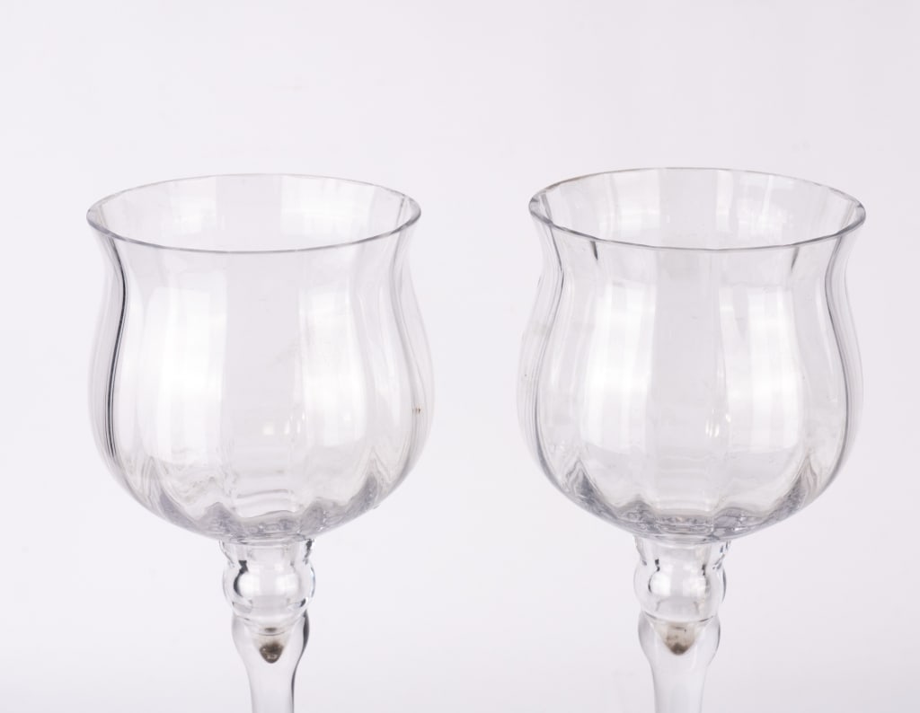 LARGE LONG STEM HAND BLOWN GLASS CANDLE HOLDERS - 4